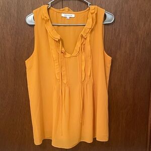 Rose & Olive Vibrant Orange Ruffle Blouse